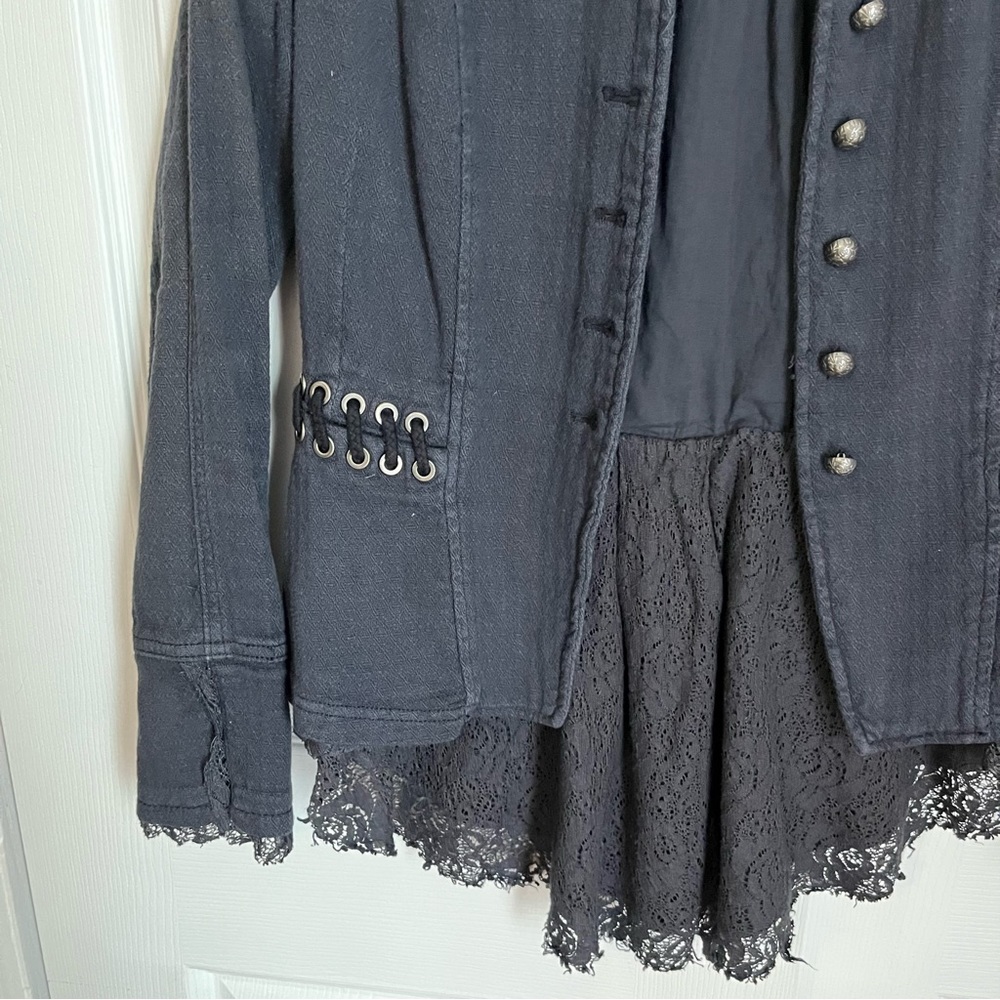 FREE PEOPLE VICTORIAN LACE JACKET IN NAVY SIZE XS - Picture 8 of 16
